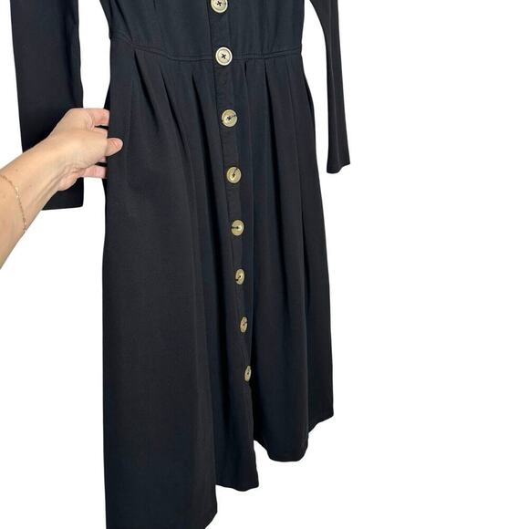 Eshakti Button Down Long Sleeve Midi Dress Women's Black Medium? - Picture 3 of 5